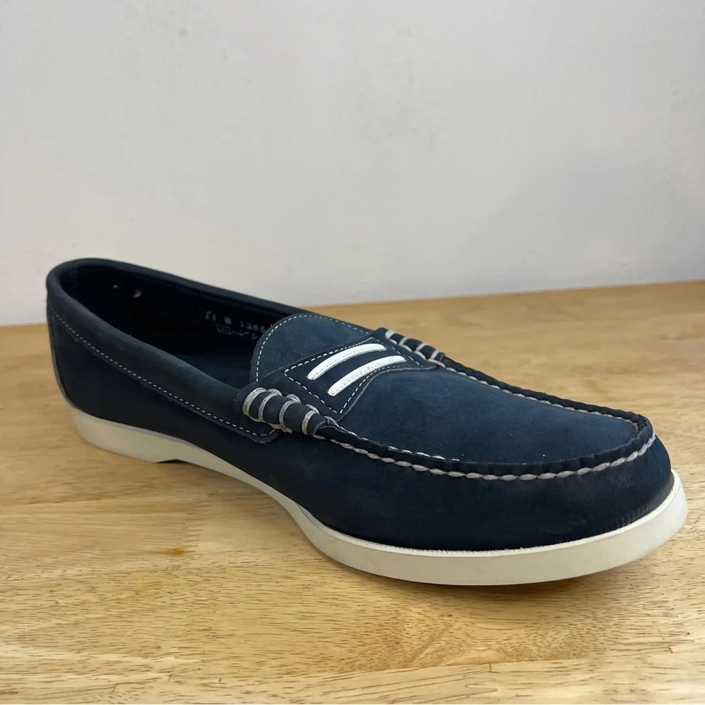 Sebago Docksides Men's Navy Blue and White Boat Shoes Loafers Size 11N